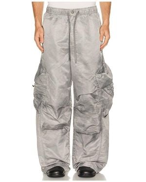 Feng Chen Wang Sand Washed Nylon Cargo Trousers - Grey