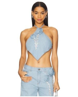 Area Crystal Rosette Handkerchief Top - Blue