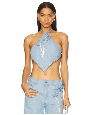 Area Crystal Rosette Handkerchief Top - Blue