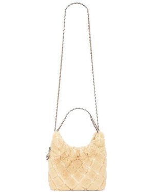 Tory Burch Fleming Shearling Mini Hobo Bag - White
