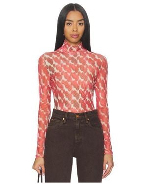 Bardot Alba Long Sleeve Mesh Top - Red