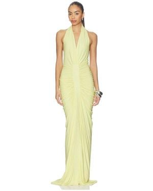 Misha The Love Gathered Cupro Dress - Yellow
