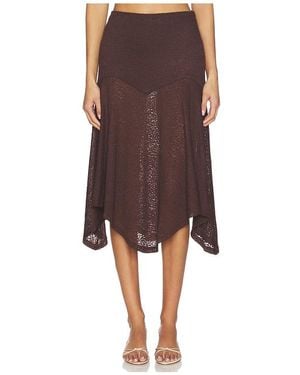 Runaway the Label Roxelle Handkerchief Midi Skirt - Brown