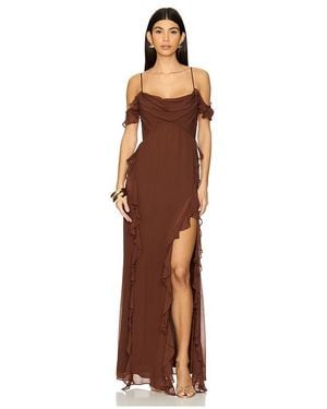 Shona Joy Blair Ruffle Cowl Maxi Dress - Brown