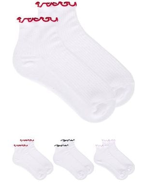 Stems 3-Pack Ruffle Contrast Ankle Socks - White