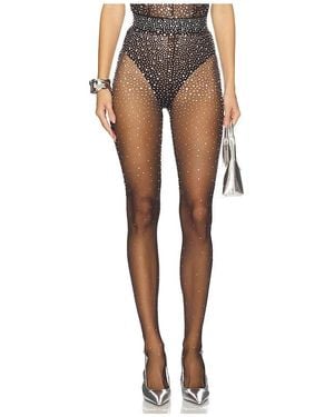 Alex Perry Crystal Mesh Stocking - Brown