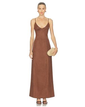 bubish Gabriela Faux Suede Maxi Dress - White