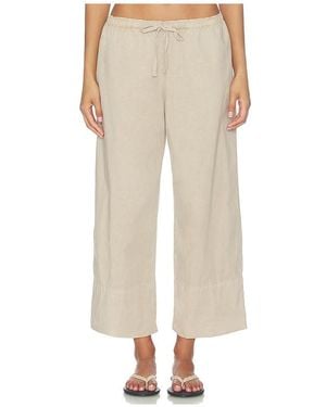 James Perse Cotton Linen Stretch Cropped Poplin Pant - Natural