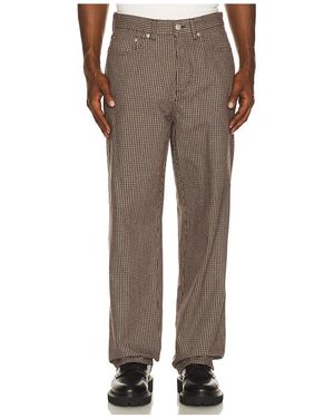 Obey Classic Baggy Plaid Denim Trousers - Brown