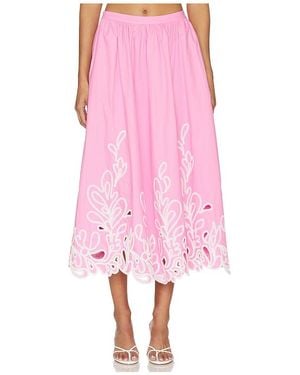 Cinq À Sept Paisley Bloom Embroidered Espe Skirt - Pink