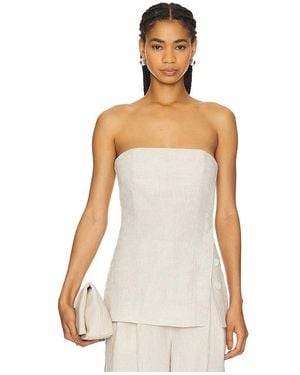 GRLFRND Linen Strapless Tunic Top - White
