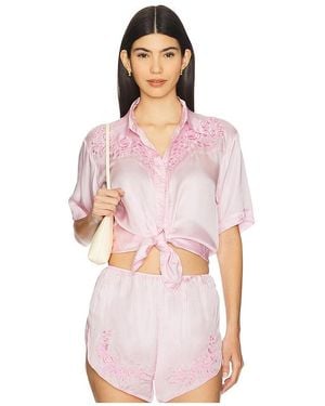 SWF Embroidered Short Sleeve Shirt - Pink