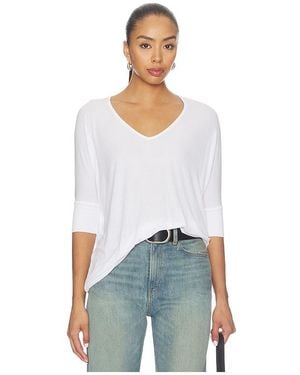 Michael Lauren Dylan 3/4 Sleeved Draped V-Neck - White