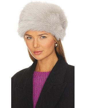 ADRIENNE LANDAU Gray Metallic Rainbow Faux buy Fur Pom Pom Beanie Hat $95