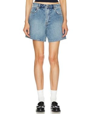 GRLFRND Reggie Mid Rise Long Mom Short - Blue