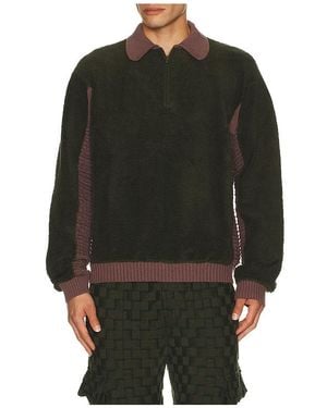 Isa Boulder Relax Zip Up Polo Jumper - Black