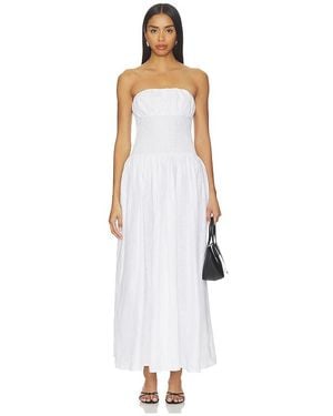 Susana Monaco Vestido Largo Tubo De Lino Liso Con Cintura Fruncida En Color Blanco Talla (También En Xs, S, M, Xl)