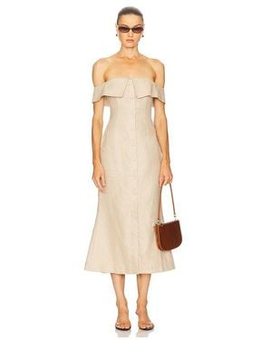 Camila Coelho Harlow Linen Midi Dress - White