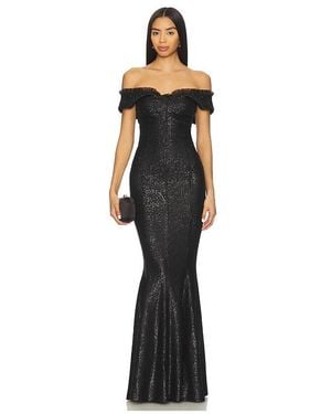 Norma Kamali Double Drop Shoulder Grace Fishtail Gown - Black