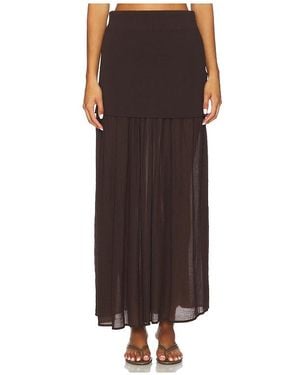 Line & Dot Rhone Mix-Media Skirt - Brown