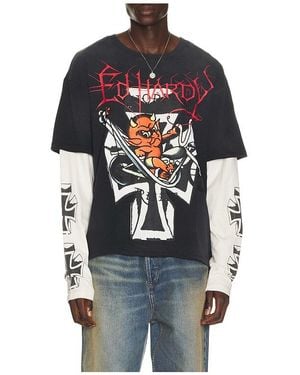 Ed Hardy Devil Bike Boxy Hangdown Tee - Blue