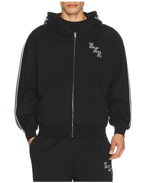Born X Raised Sport Stripe Zip Up Hoodie - Black