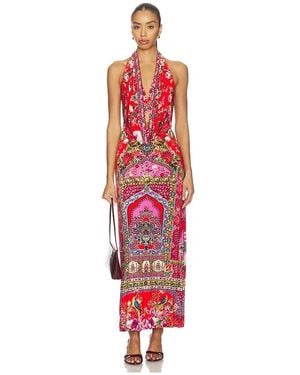 CAMILLA Deep Cowl Plunge Dress - Red