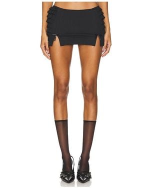 Nii HAI Ruffle Bow-Accented Perforated Jersey Skirt - Blue