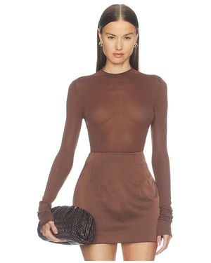Camila Coelho Pauline Mock Neck Jumper - Brown