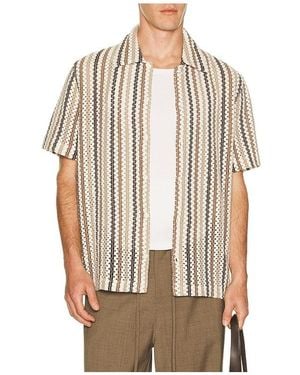 Vince Beach Stripe Short Sleeve Shirt - Natural