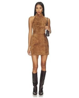 SAU LEE Tilda Suede Dress - Brown