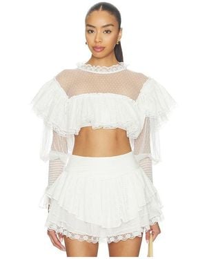 For Love & Lemons Beckett Crop Top - White