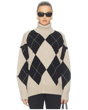 White + Warren Cashmere Argyle Turtleneck - Multicolor
