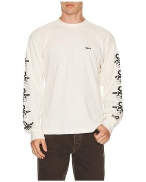 Obey Ears Long Sleeve Thermal Tee - White