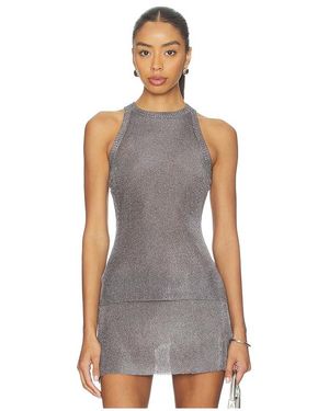 GUIZIO Millie Top En Color Plateado Metálico Talla (También En S, M) - Gris