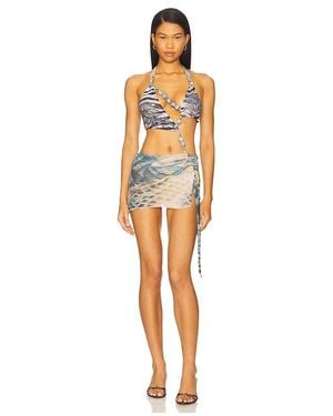 Jaded London Asymmetric Plunge Mini Dress - Multicolor