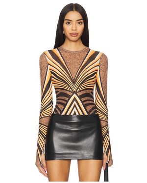 AFRM Top Manga Larga En Color Marrón Talla En - Negro
