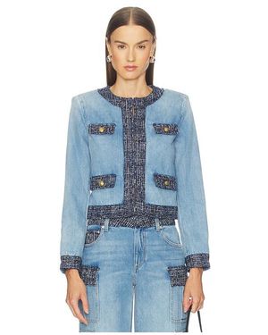 Alice + Olivia Landon Cropped Denim Jacket - Blue