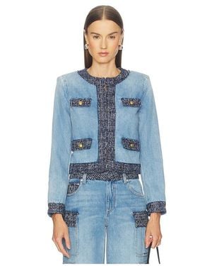 Alice + Olivia Landon Cropped Denim Jacket - Blue