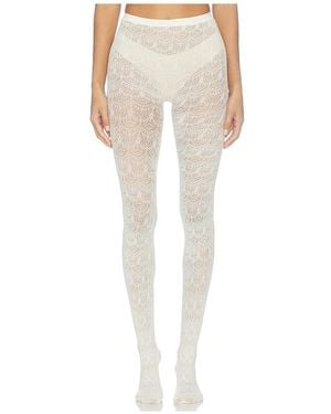 Stems Emilia Lace Tattoo Tights - White