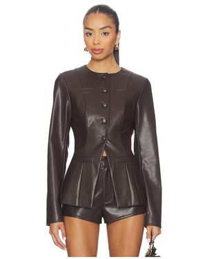 ALL THE WAYS Vandellia Faux Leather Blazer - Black