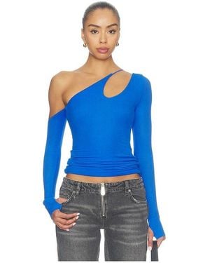 Michael Lauren X Revolve Usher Asymmetrical Long Sleeve Top - Blue