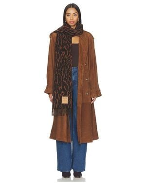Ganni Compact Wool Scarf Leopard - Blue