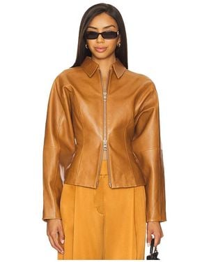 The Sei Fitted Leather Jacket - Orange