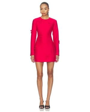 LEO LIN Aliza Bow Long Sleeve Mini Dress - Red