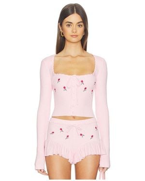 Lovers + Friends Cecilia Floral Embroidered Top - Pink