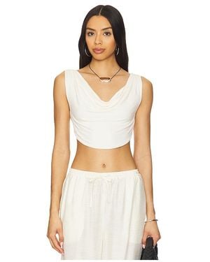 Indah Maha Solid Cowl Neck Vest Top - White