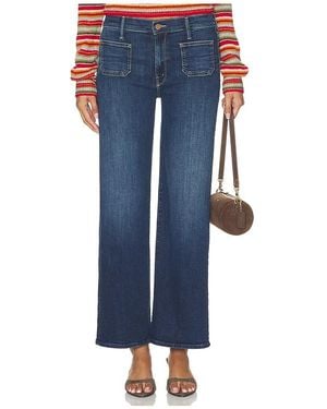 Mother Lil Petite Patch Pocket Mid Rise Maven Sneak Jeans - Blue