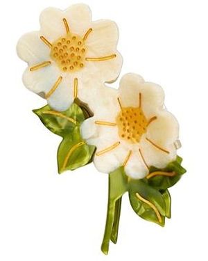 Solar Eclipse Hand-Painted Vintage Daisy Stem Claw Hair Clip - Multicolor