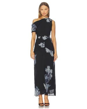 Nicholas Elza Off Shoulder Paneled Midi Dress - Black